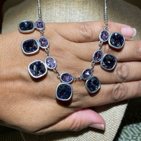 Dutchess Necklace, Violet and Rhodium Plated - Picture 2 of 5